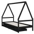 Estructura cama infantil y cajones madera pino negro 90x190