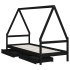 Estructura cama infantil y cajones madera pino negro 90x190