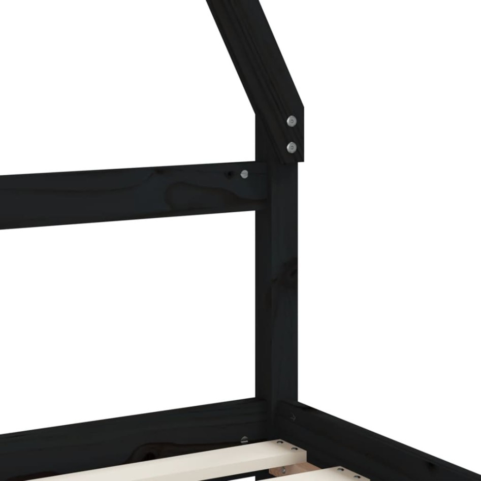 Estructura cama infantil y cajones madera pino negro 90x190