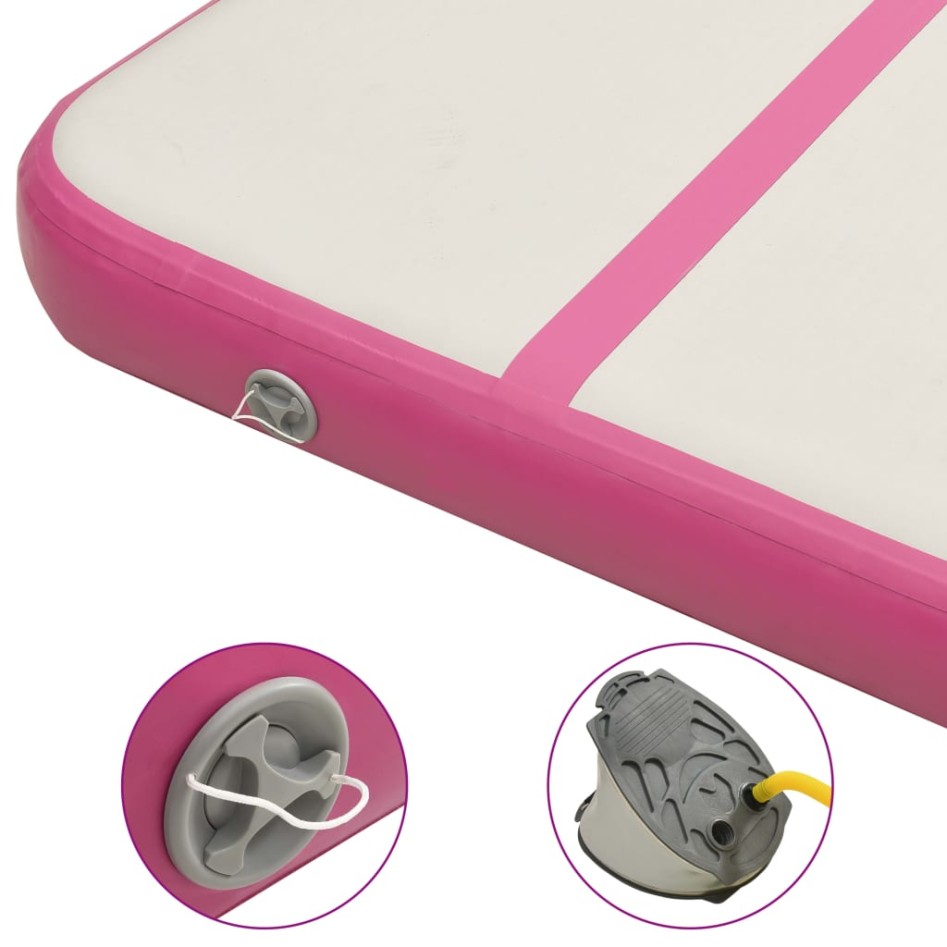 Esterilla inflable de gimnasia con bomba PVC rosa 300x100x20