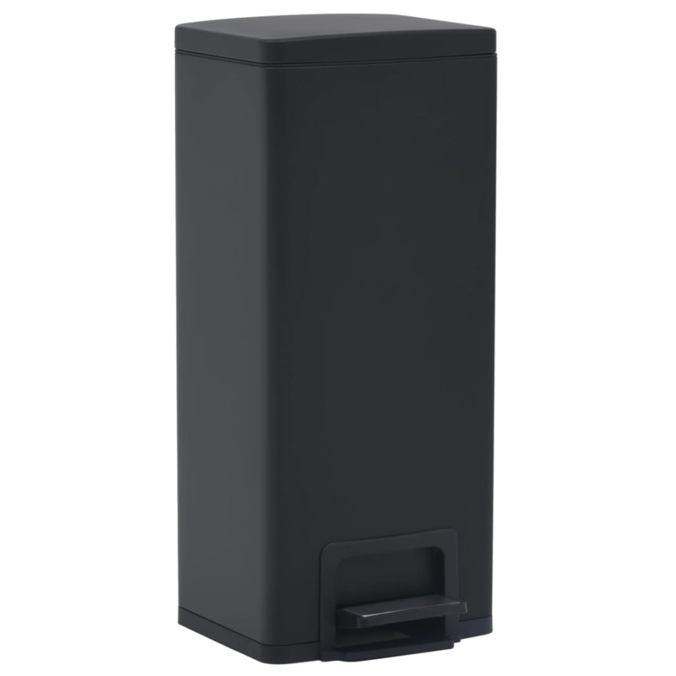 Cubo basura con pedal antihuellas 30L negro acero