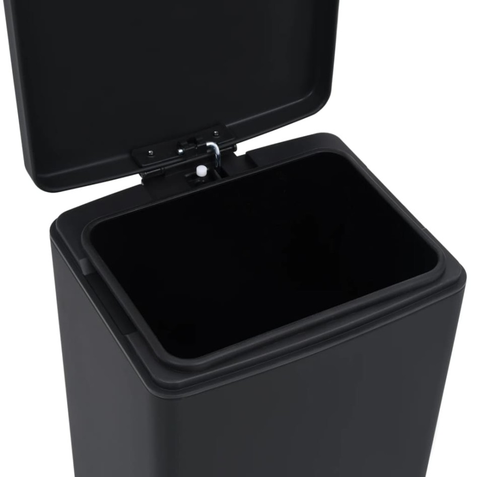 Cubo basura con pedal antihuellas 30L negro acero