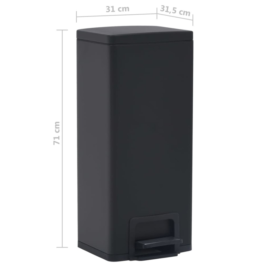 Cubo basura con pedal antihuellas 30L negro acero