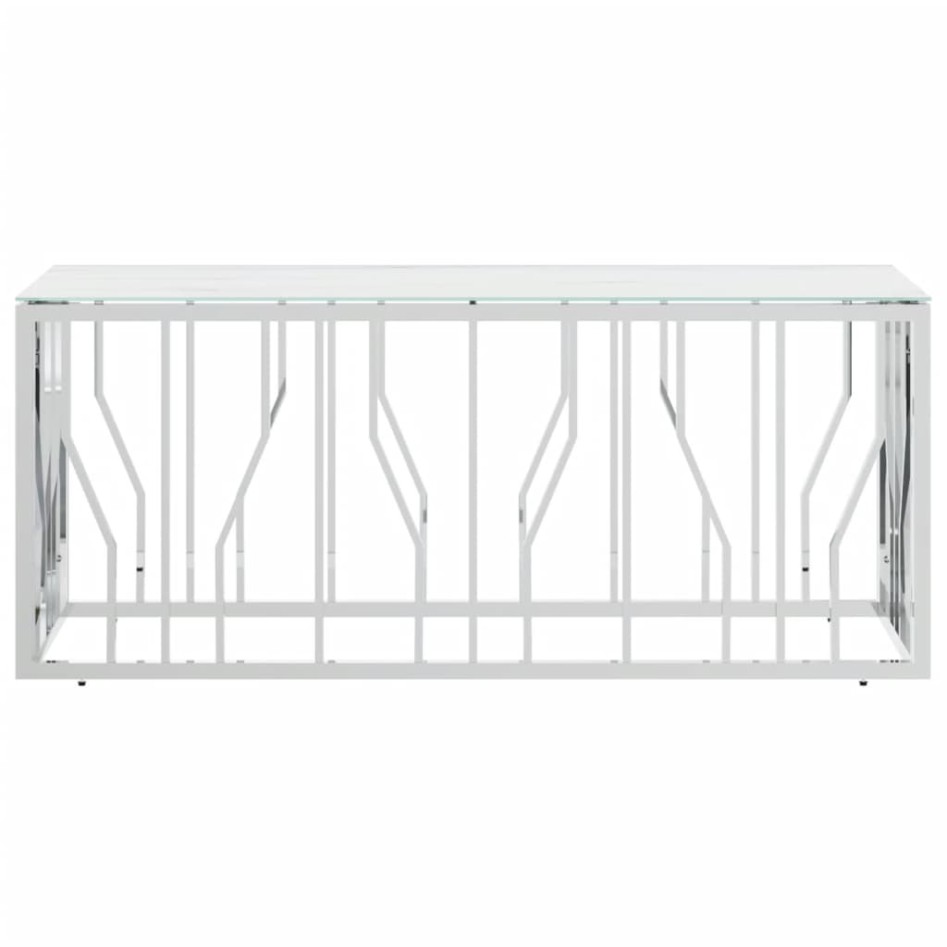 Mesa de centro acero inoxidable y vidrio plateada 110x45x45