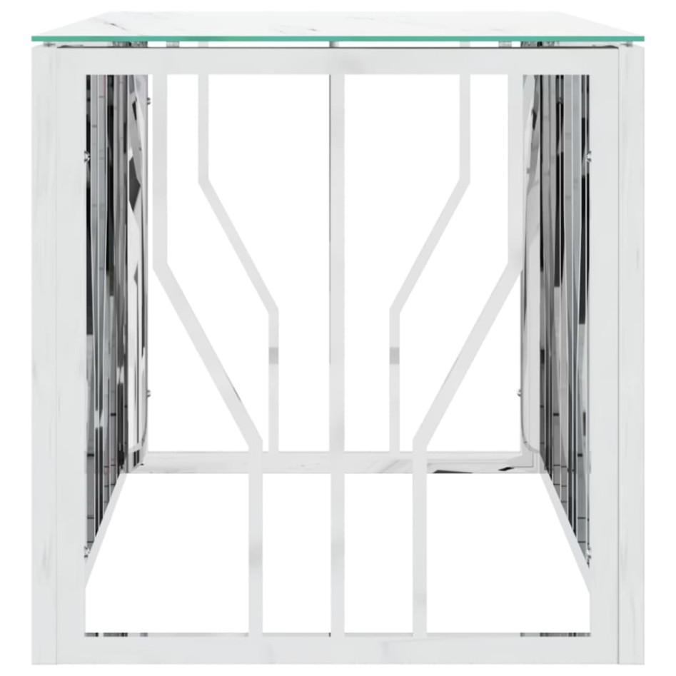 Mesa de centro acero inoxidable y vidrio plateada 110x45x45