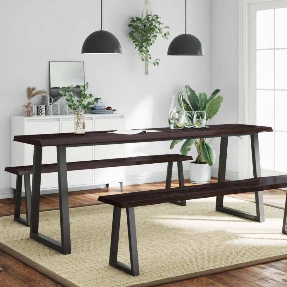 Tablero mesa madera tratada borde vivo marrón 220x50x(2-4)