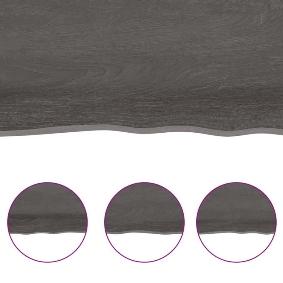 Tablero mesa madera tratada borde vivo marrón 220x50x(2-4)