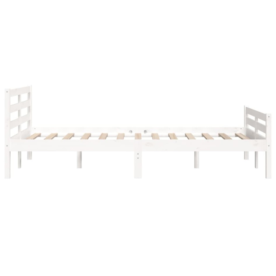 Estructura de cama de madera maciza blanca 135x190