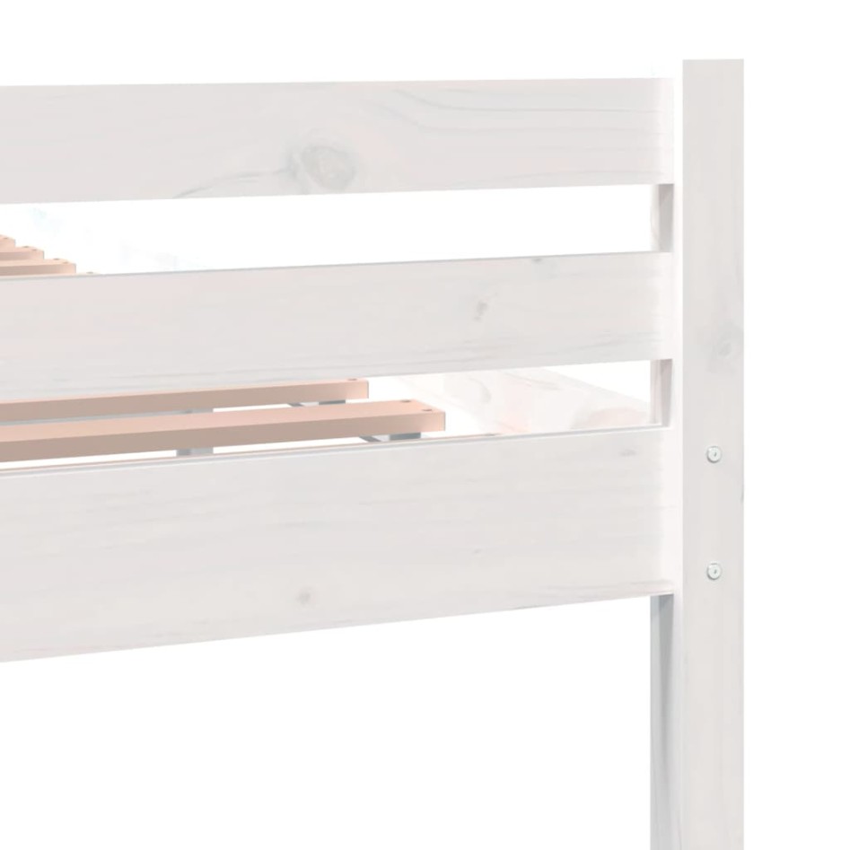 Estructura de cama de madera maciza blanca 135x190