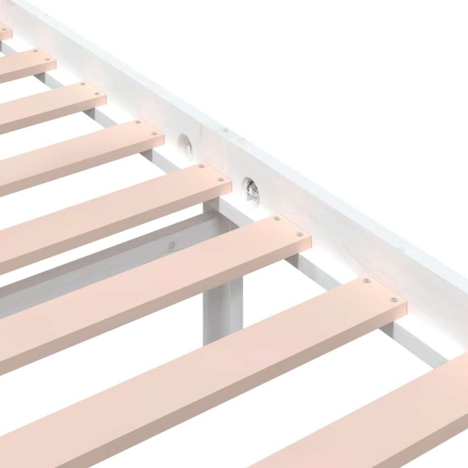 Estructura de cama de madera maciza blanca 135x190