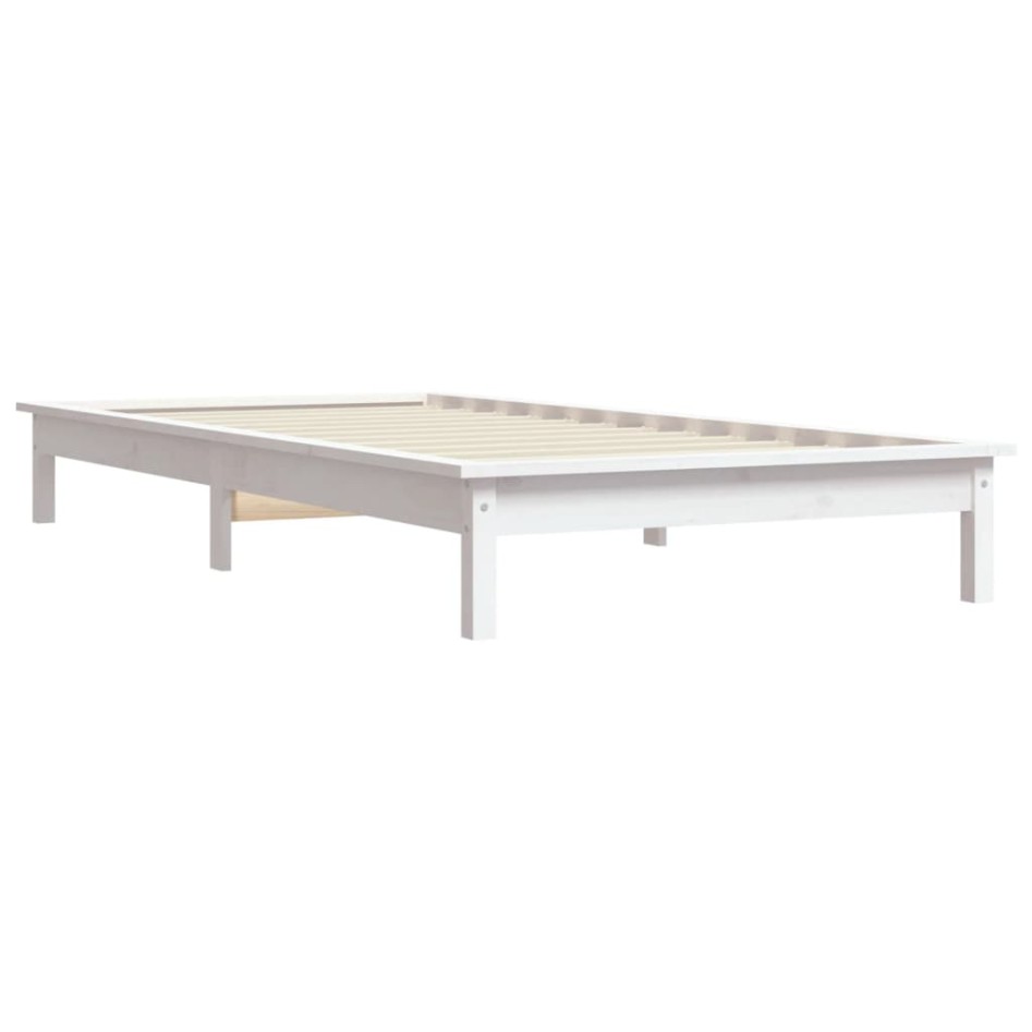 Estructura cama individual madera maciza pino blanco 90x190