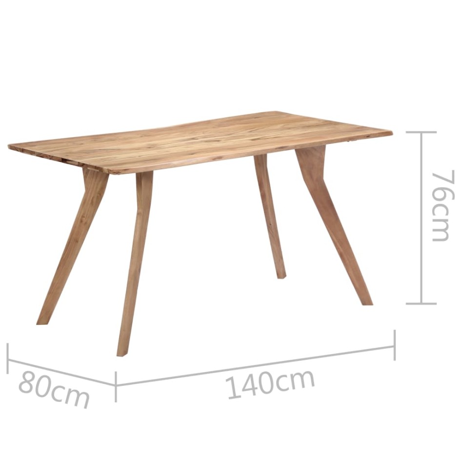Mesa de comedor de madera maciza de acacia 140x80x76