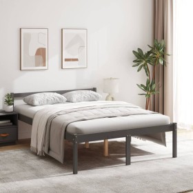 Cama para personas mayores madera maciza pino gris 135x190