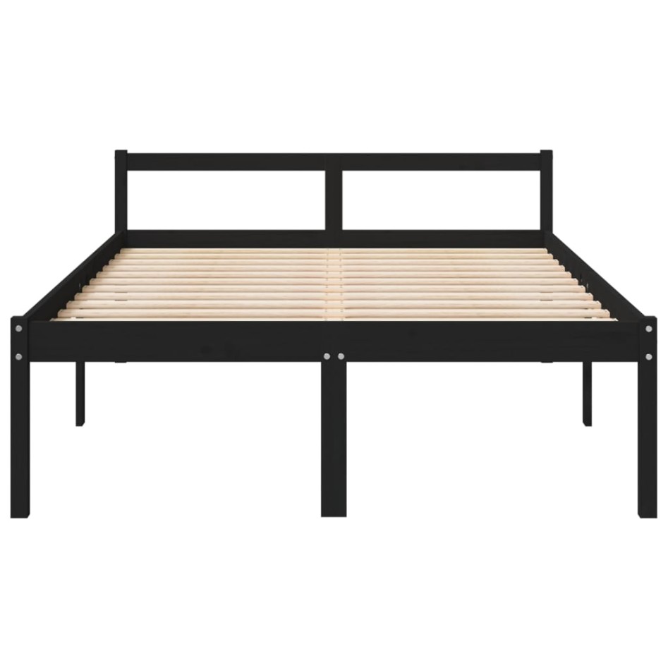 Cama para personas mayores madera maciza pino negra 135x190
