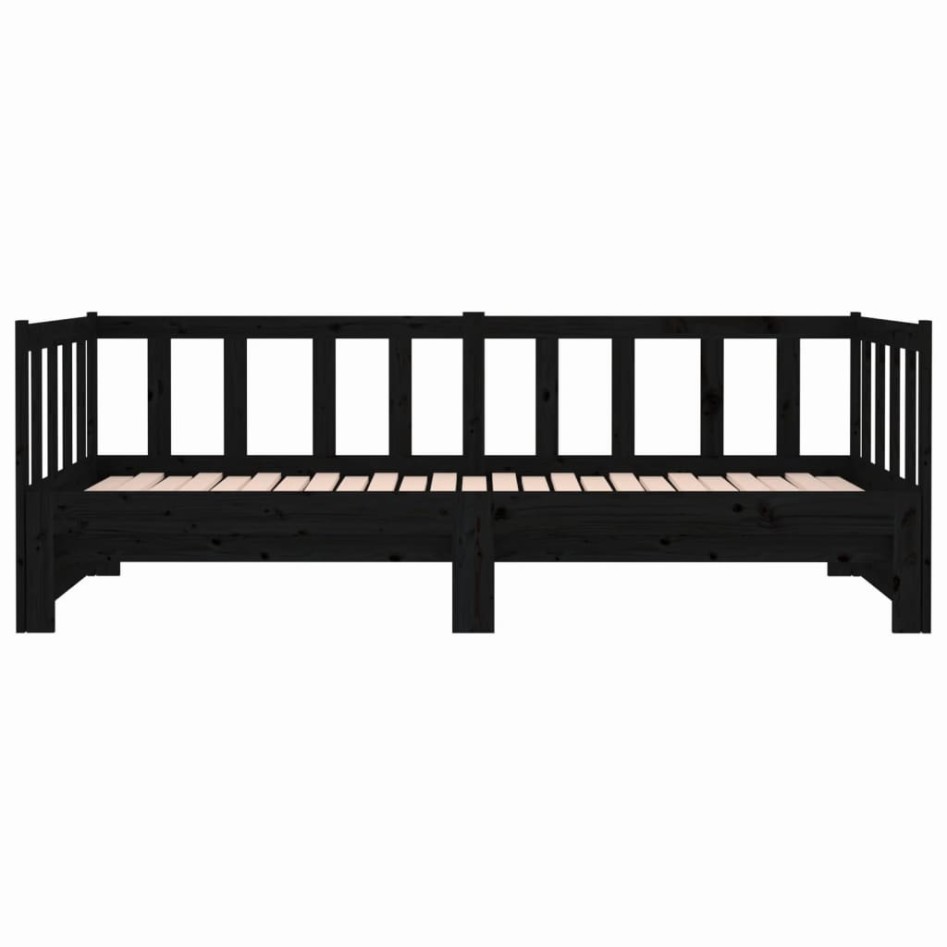 Sofá cama extraíble madera maciza de pino negro 2x(80x200)