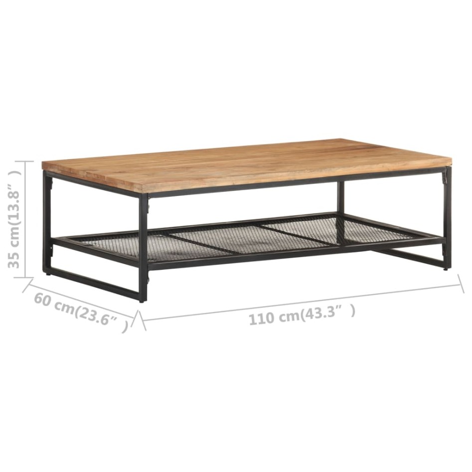 Mesa de centro de madera maciza de acacia 110x60x35