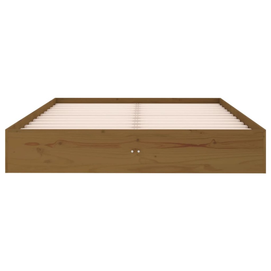 Estructura de cama doble madera maciza marrón miel 120x190