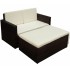 Set muebles de jardín 2 piezas y cojines ratán sintético