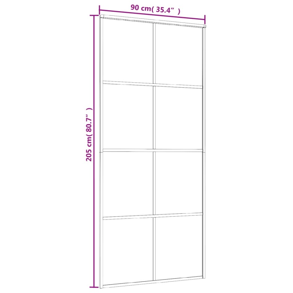 Puerta corredera ESG vidrio y aluminio 90x205 cm