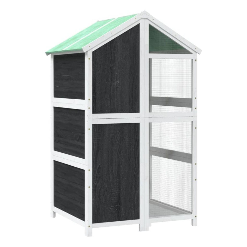 Casita para pájaros madera maciza pino gris 97x81x152