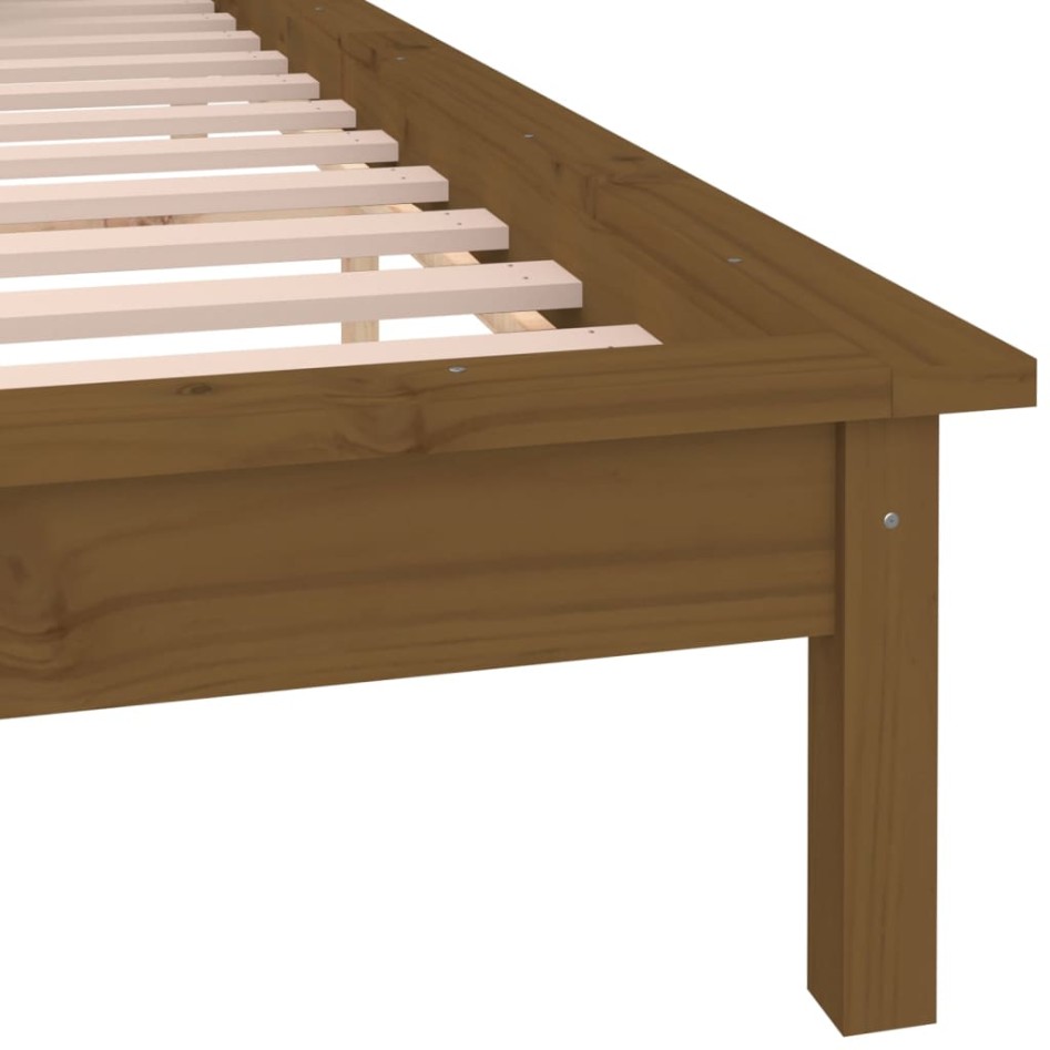 Estructura de cama con LED madera maciza marrón miel 200x200