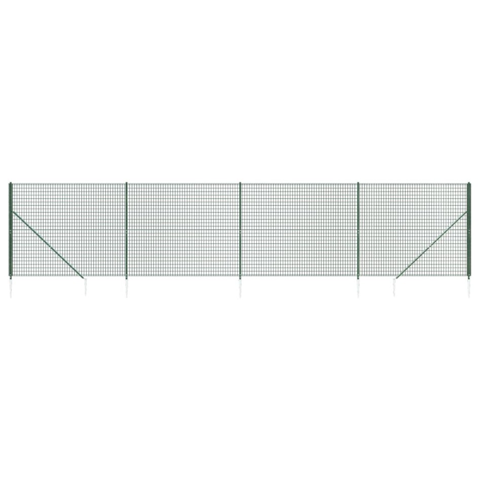 Cerca de alambre con pinchos de anclaje verde 1,6x10