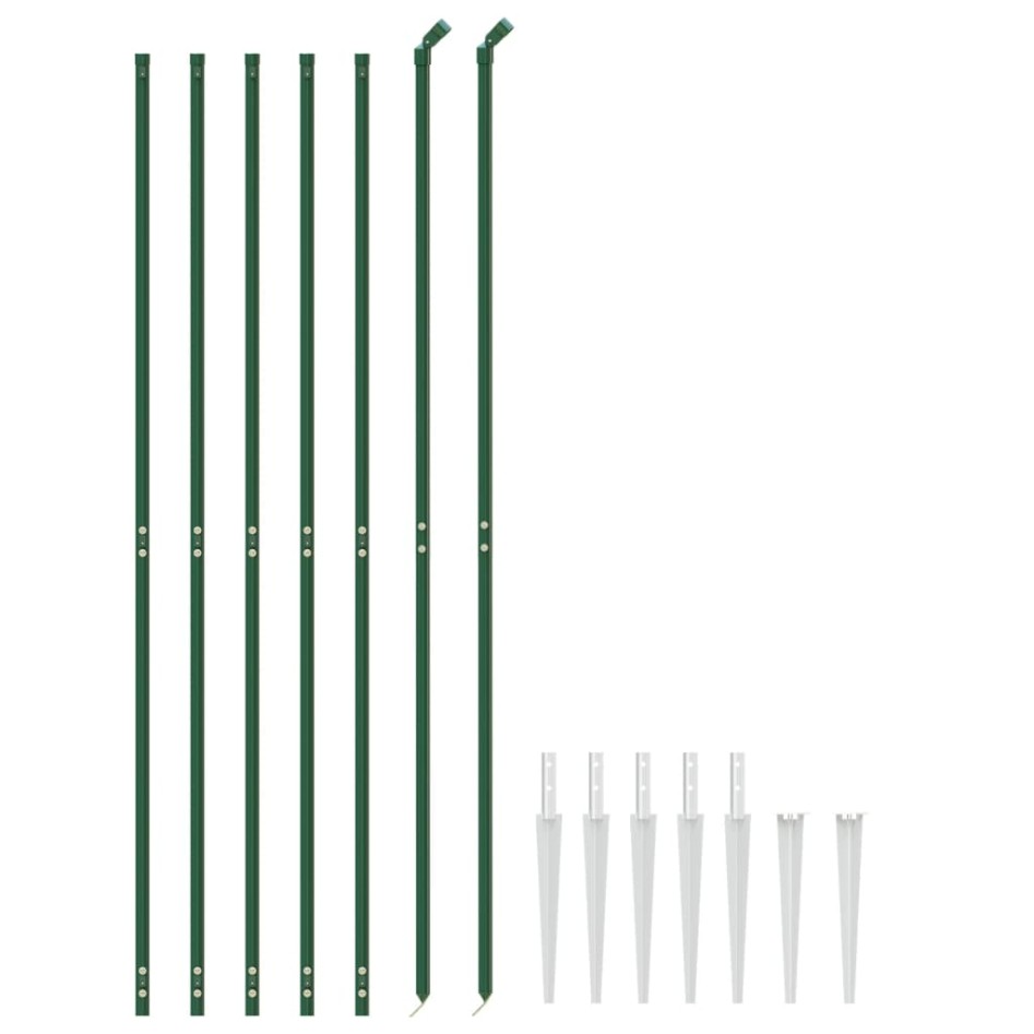 Cerca de alambre con pinchos de anclaje verde 1,6x10