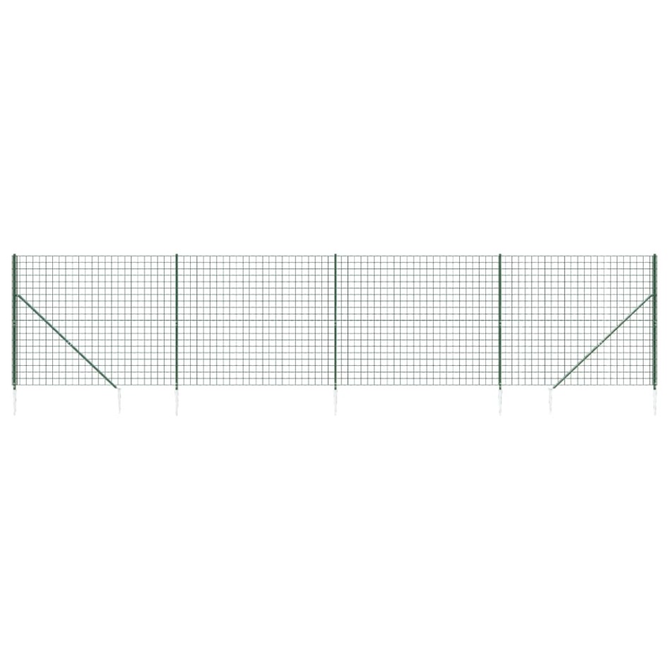 Cerca de alambre con pinchos de anclaje verde 2,2x10