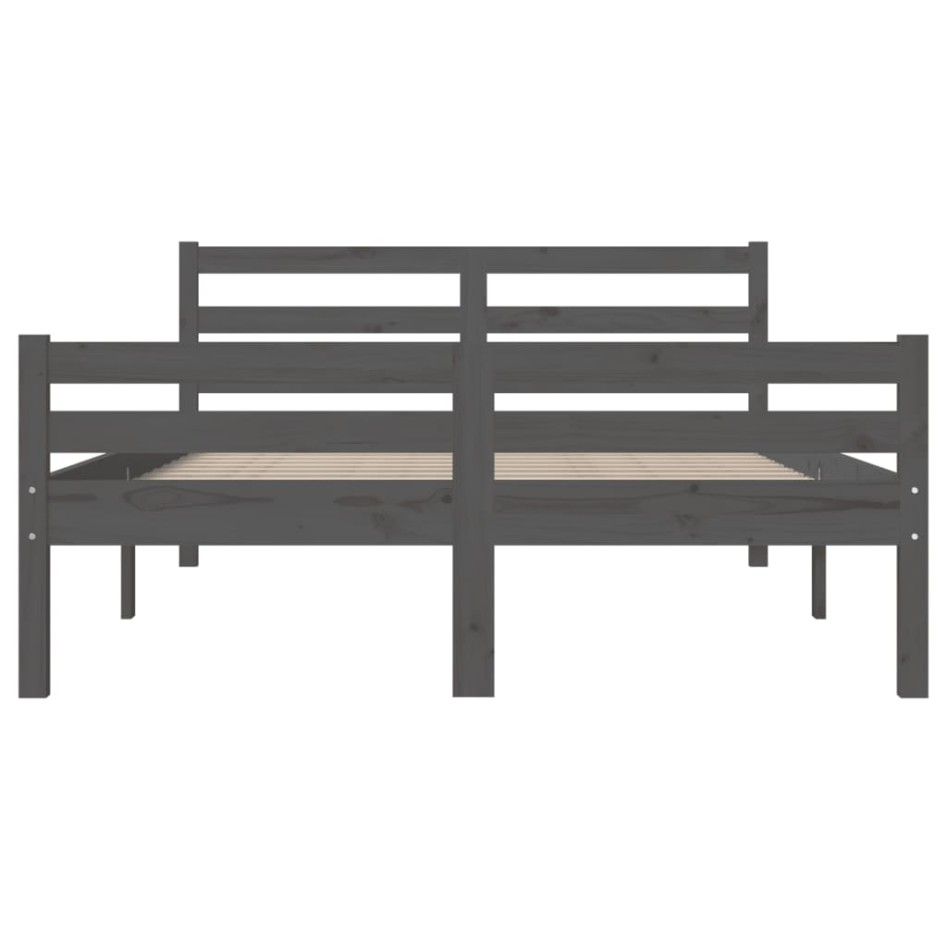 Estructura de cama madera maciza gris King Size 150x200