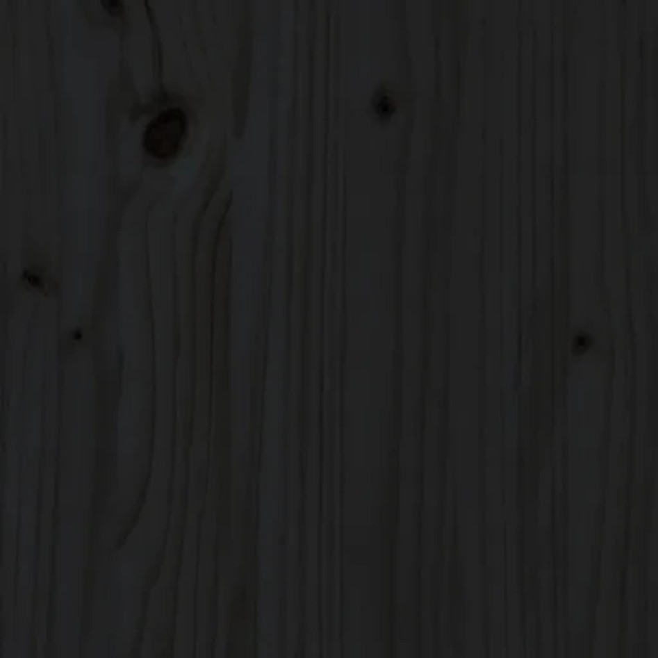 Estructura de cama madera maciza negra King Size 150x200