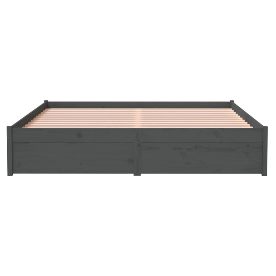 Estructura de cama madera maciza gris King Size 150x200