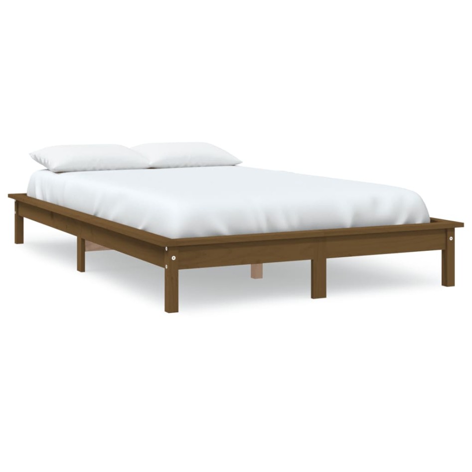 Estructura de cama madera maciza de pino marrón miel 200x200
