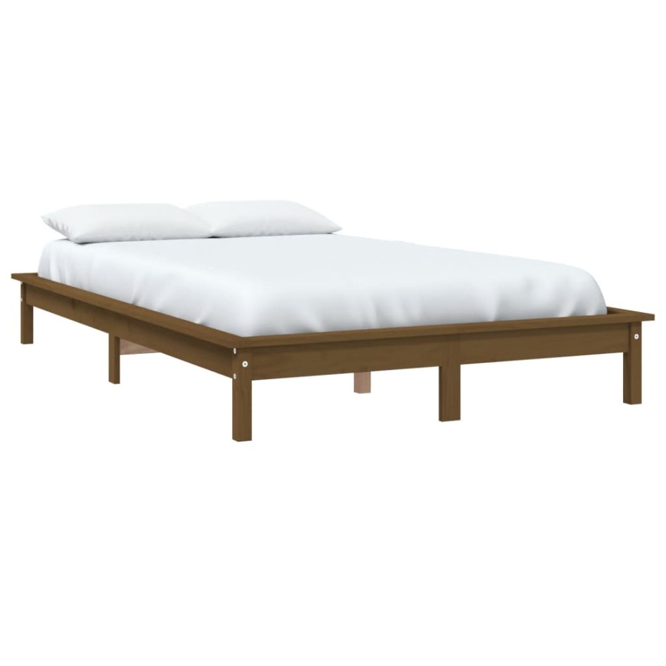 Estructura de cama madera maciza de pino marrón miel 200x200