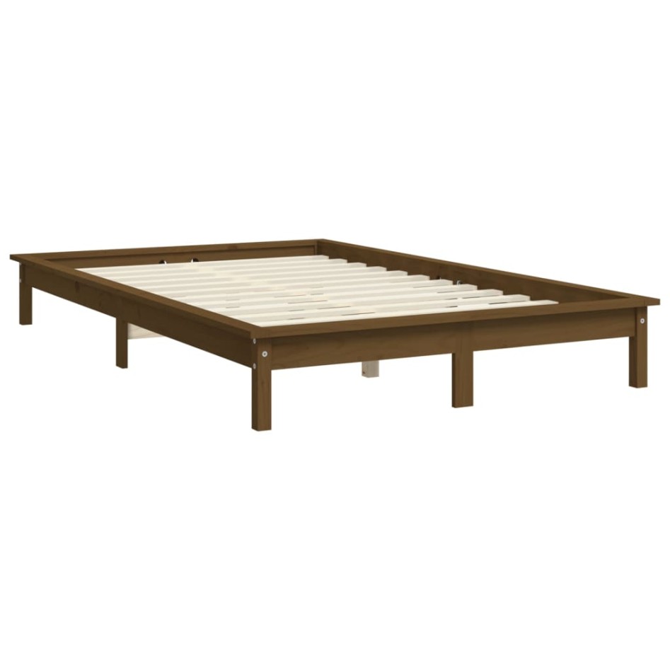 Estructura de cama madera maciza de pino marrón miel 200x200