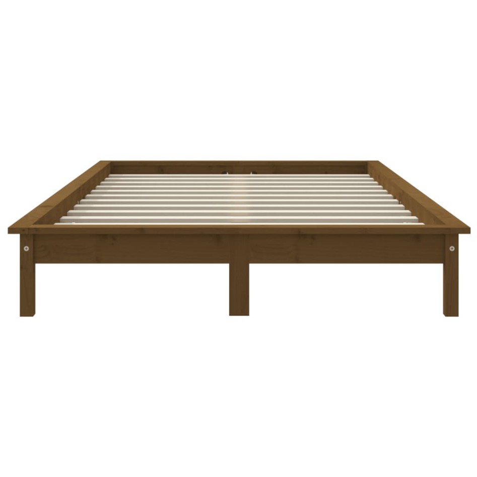 Estructura de cama madera maciza de pino marrón miel 200x200