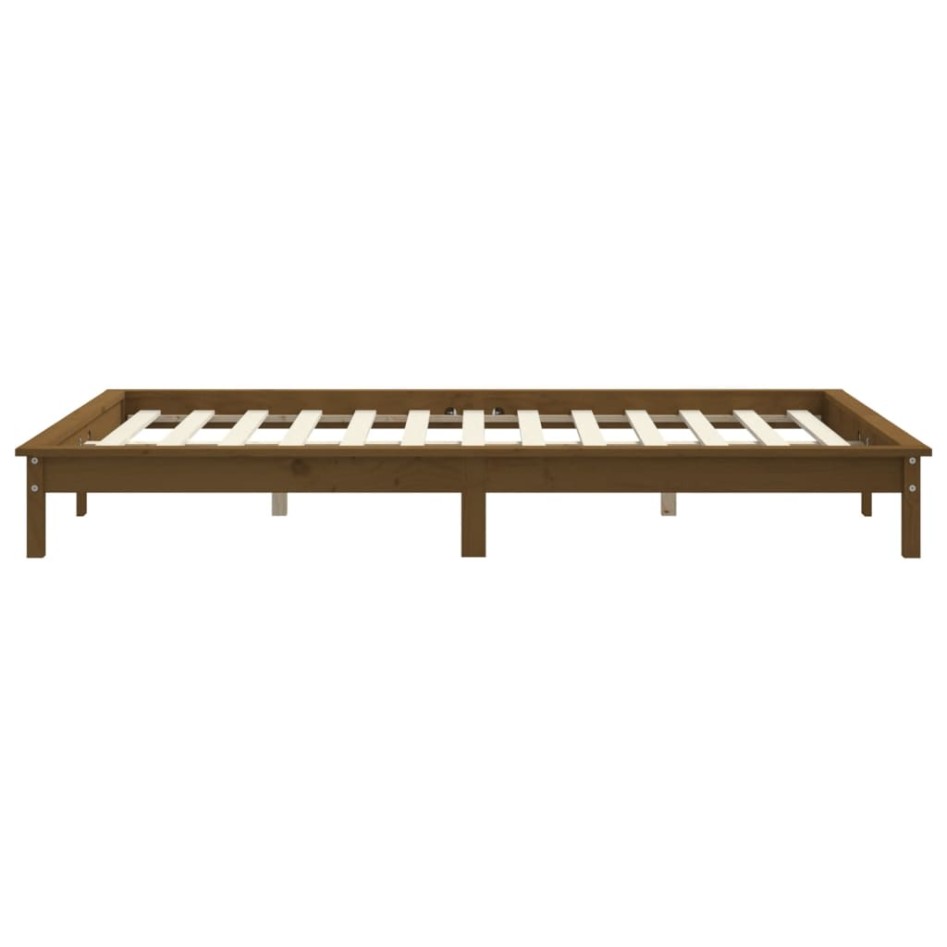 Estructura de cama madera maciza de pino marrón miel 200x200