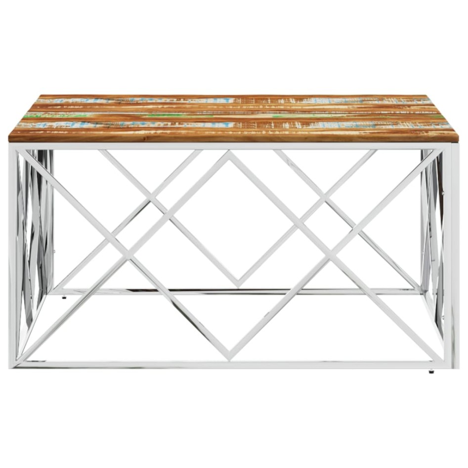 Mesa de centro acero inoxidable y madera reciclada