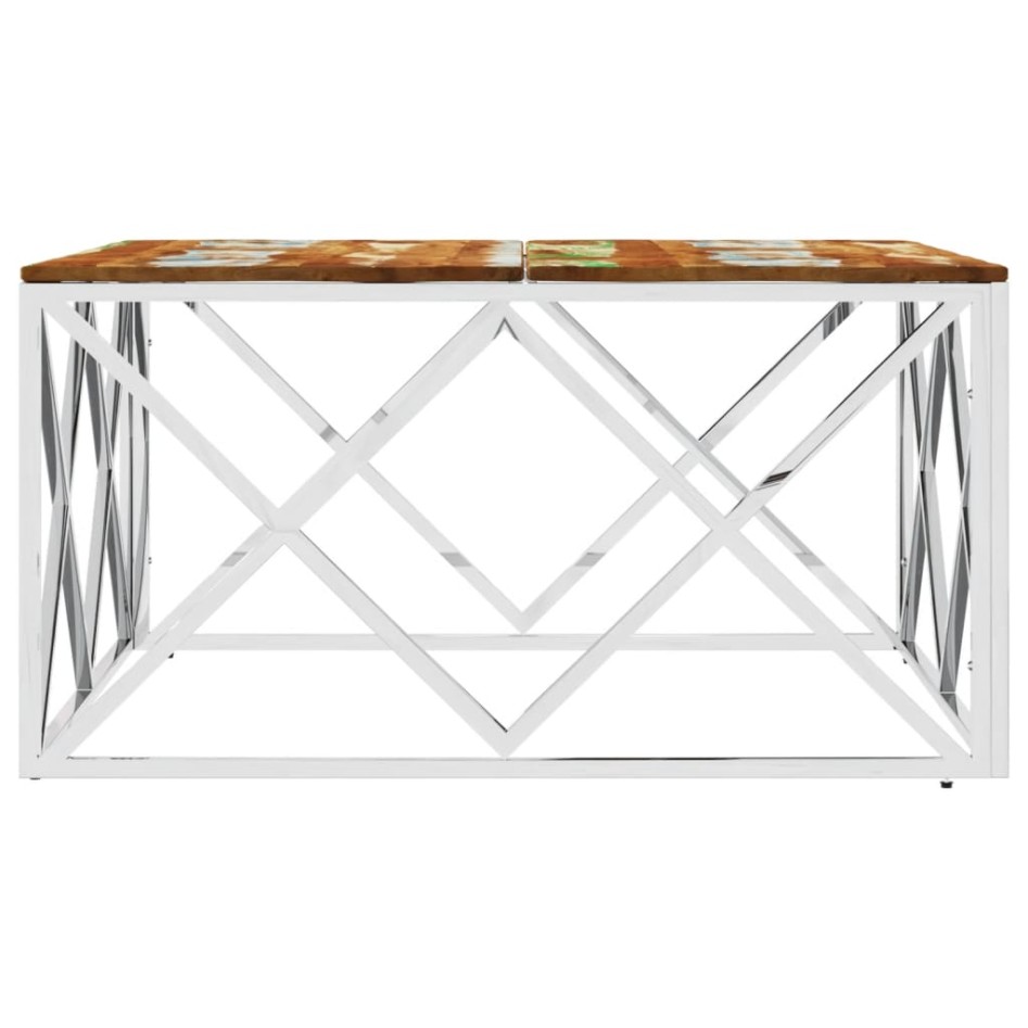 Mesa de centro acero inoxidable y madera reciclada