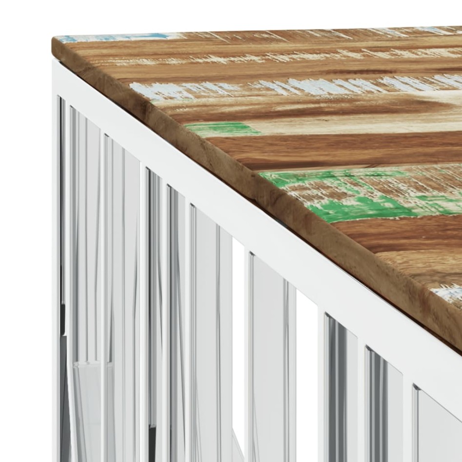 Mesa de centro acero inoxidable y madera reciclada