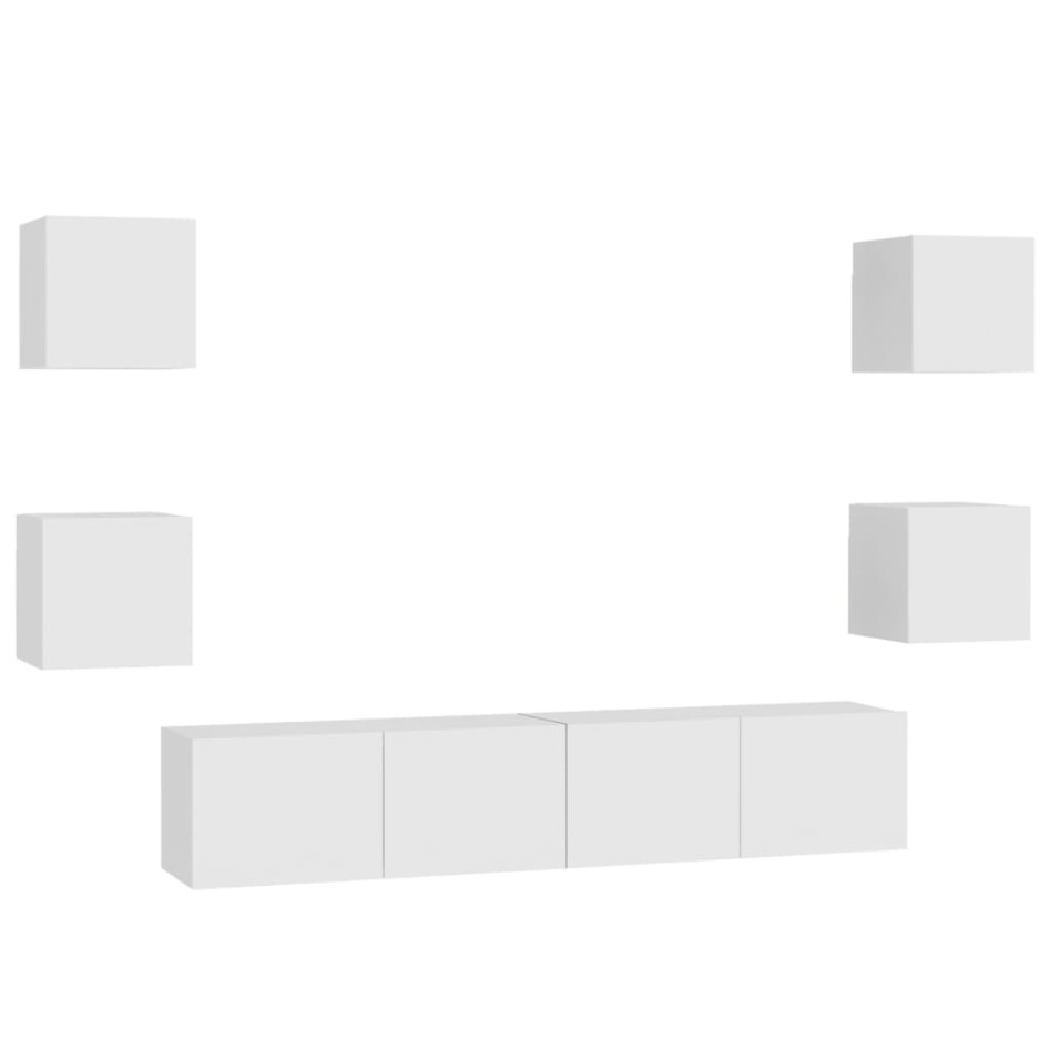 Set de muebles de salón TV 6 piezas madera de ingeniería