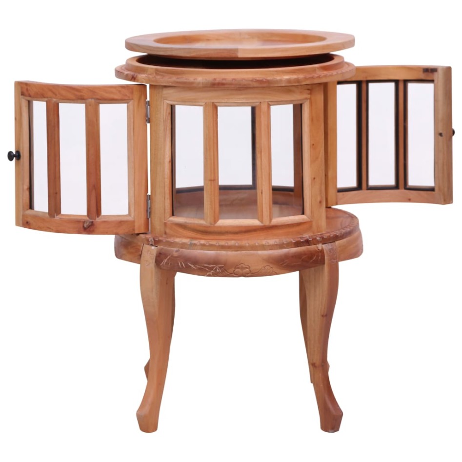 Armario vitrina de madera maciza de caoba natural 50x50x76