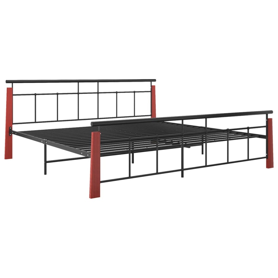 Estructura de cama metal y madera maciza de roble 200x200