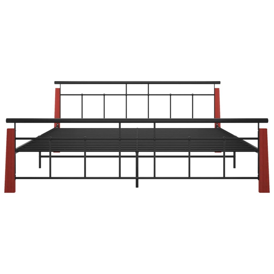 Estructura de cama metal y madera maciza de roble 200x200