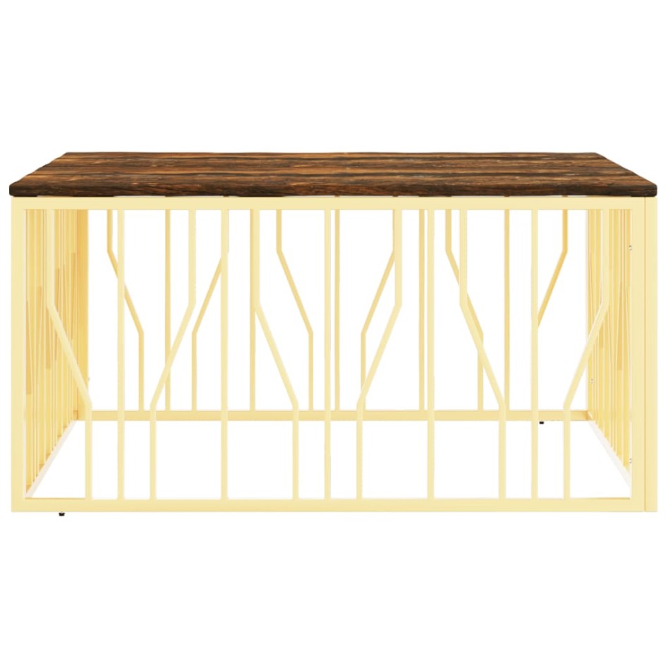 Mesa de centro acero inoxidable madera maciza reciclada