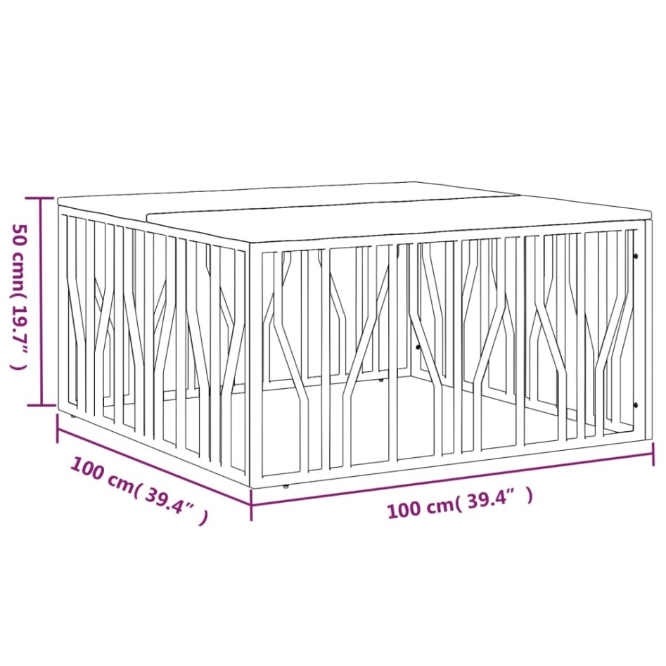 Mesa de centro acero inoxidable madera maciza reciclada