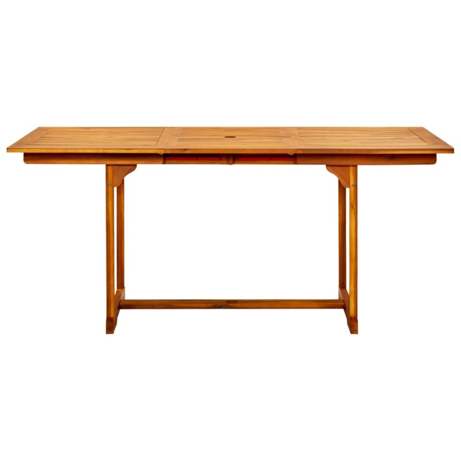 Mesa de comedor jardín madera maciza acacia (120-170)x80x75