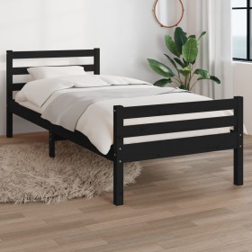 Estructura de cama madera maciza negro 100x200