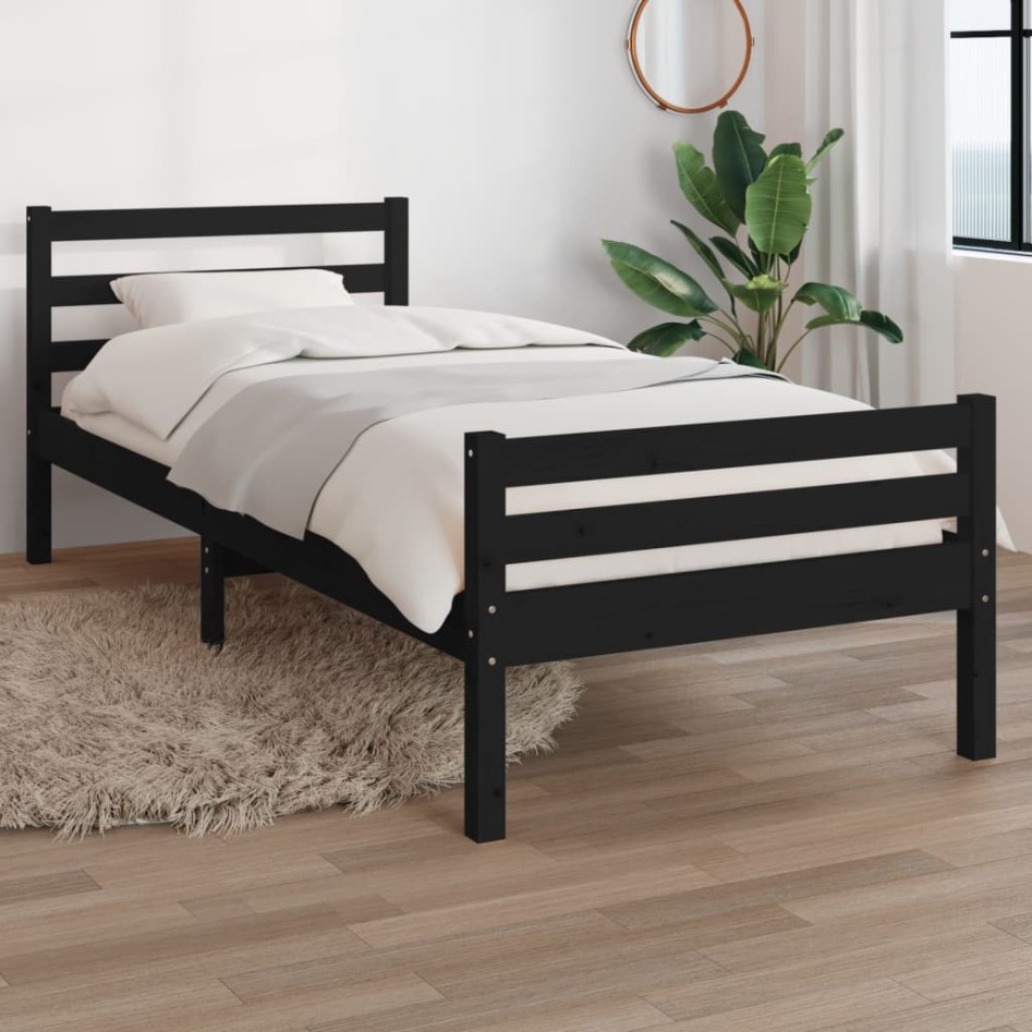 Estructura de cama madera maciza negro 100x200