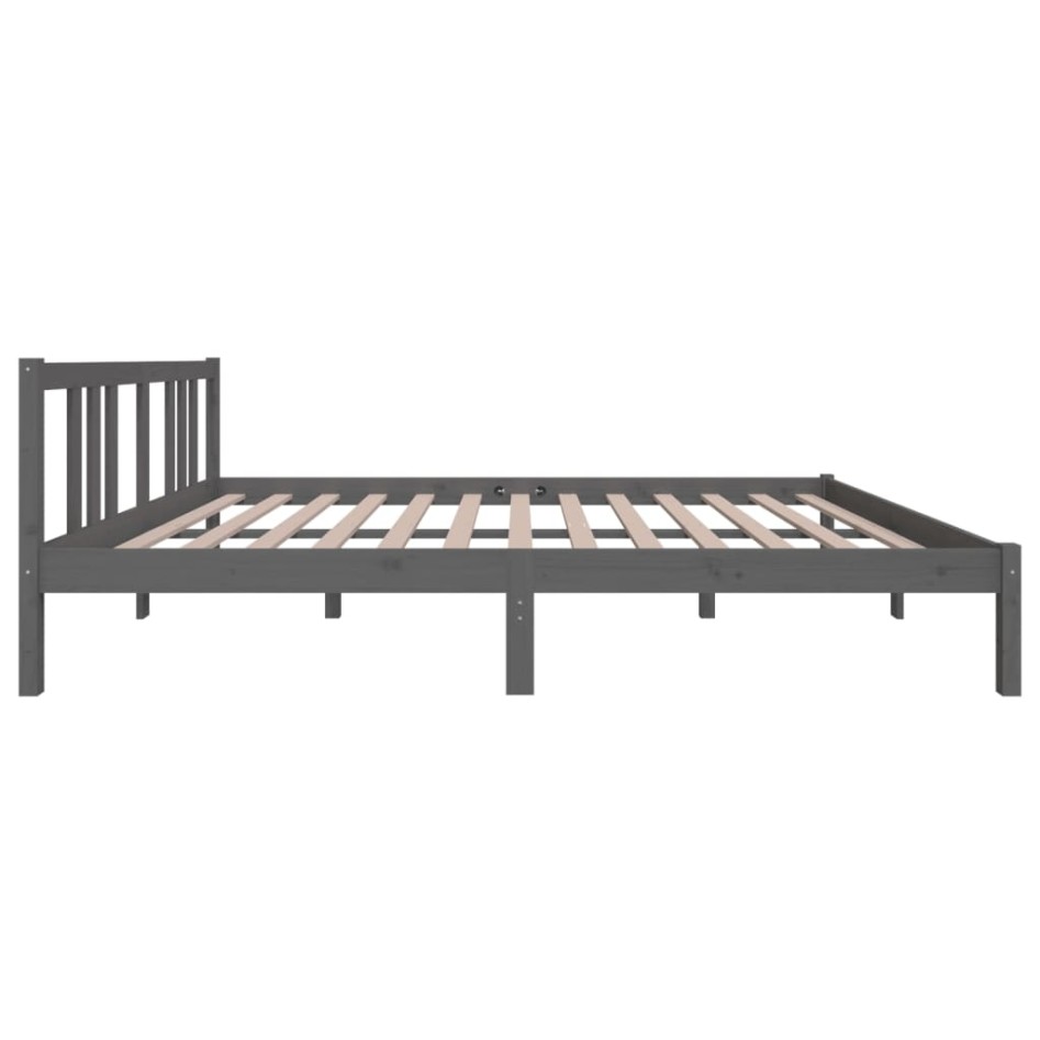 Estructura de cama madera maciza gris King Size 150x200