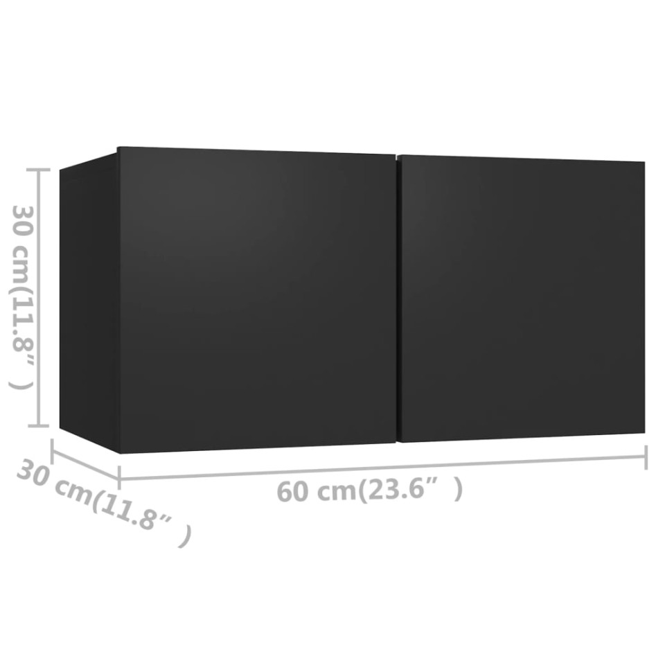 Muebles de salón 4 uds madera ingeniería negro 60x30x30